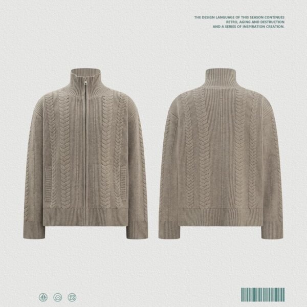 Custom Stand Collar Zip Knit Sweater 2032 - Style 2D53E1 - product detail view 3 Custom Stand Collar Zip Knit Sweater 2032 - Style 2D53E1 - product detail view 3