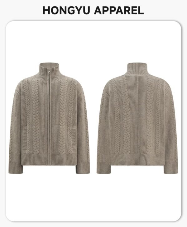 Custom Stand Collar Zip Knit Sweater 2032 - Style 2D53E1 - product detail view 4 Custom Stand Collar Zip Knit Sweater 2032 - Style 2D53E1 - product detail view 4