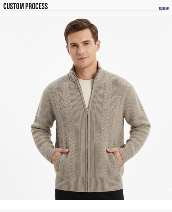 Custom Stand Collar Zip Knit Sweater 2032 - Style 2D53E1 - product detail view 11 Custom Stand Collar Zip Knit Sweater 2032 - Style 2D53E1 - product detail view 11
