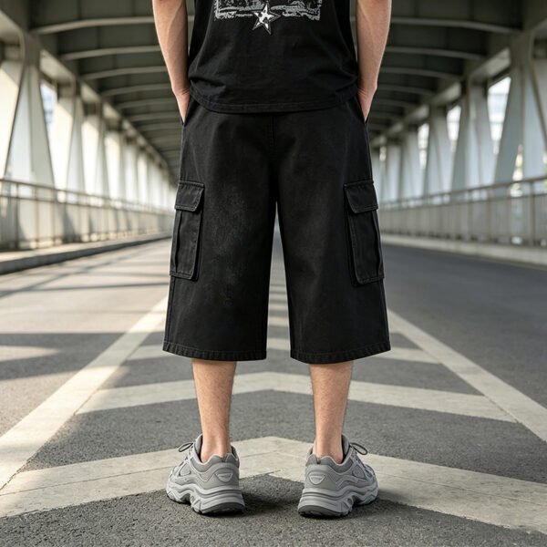 Custom Star Patch Distressed Cargo Shorts - Style E08D30 - product detail view 2