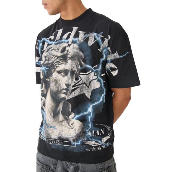 Custom Black Statue Graphic Streetwear T-Shirt - Style 15FDEF Custom Black Statue Graphic Streetwear T-Shirt - Style 15FDEF