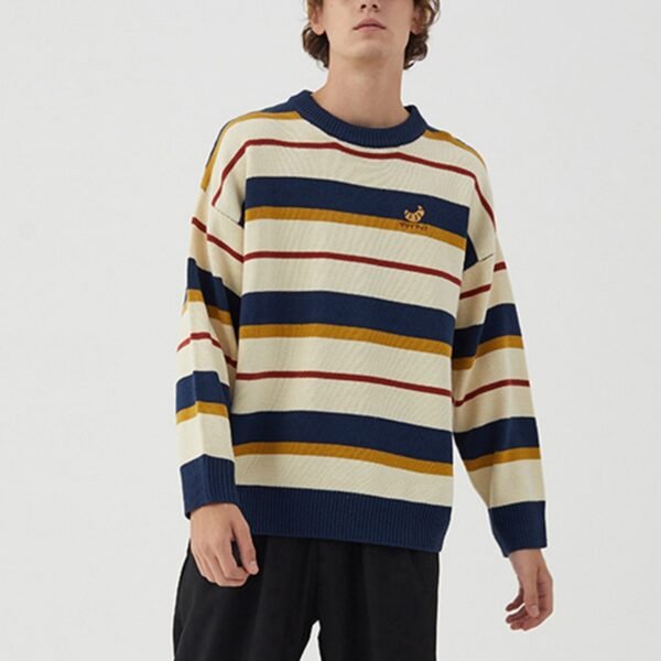 Custom Striped Loose-Fit Knit Sweater - Style B9386C
