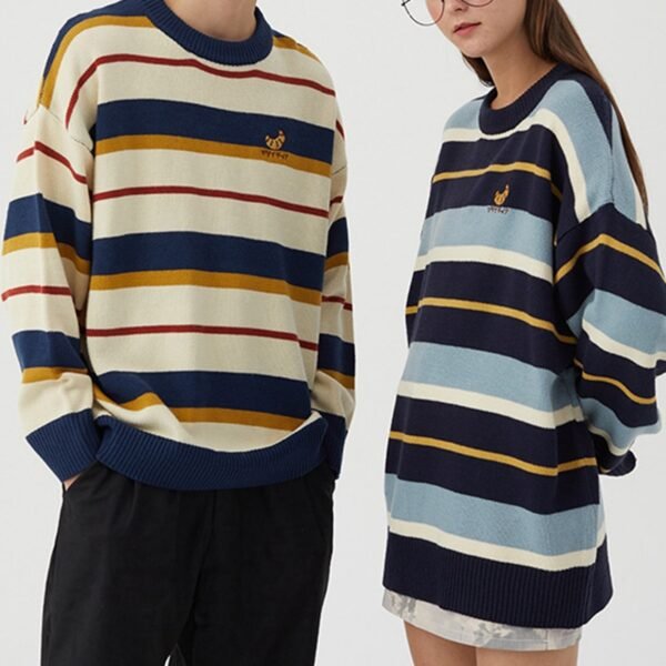 Custom Striped Loose-Fit Knit Sweater - Style B9386C - product detail view 2