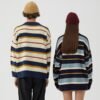 Custom Striped Loose-Fit Knit Sweater - Style B9386C - product detail view 3