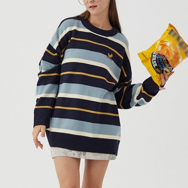 Custom Striped Loose-Fit Knit Sweater - Style B9386C - product detail view 4