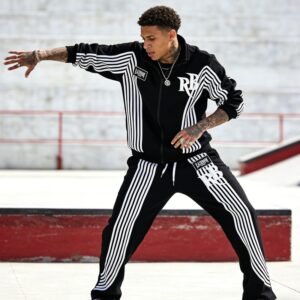 Custom Men's Striped Zip Tracksuit Set - Style 4BB621