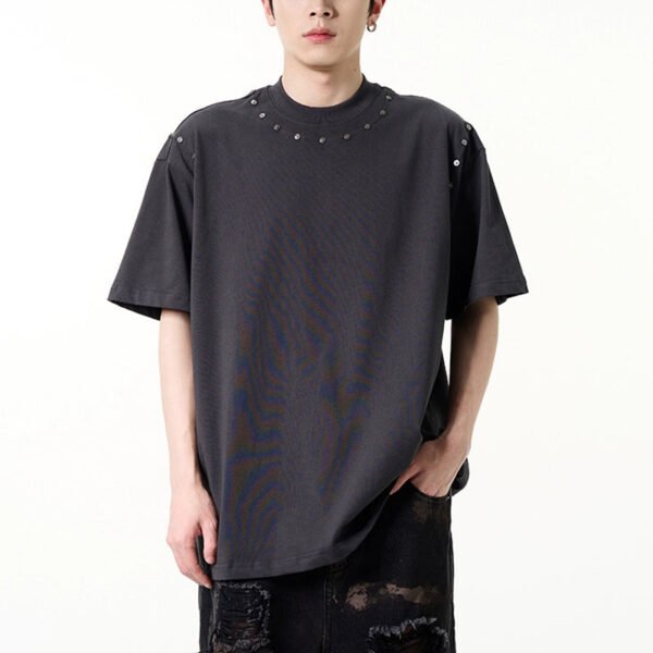 Custom Stud-Trim Oversized Streetwear T-Shirt | - Style 8206B8 - product detail view 3 Custom Stud-Trim Oversized Streetwear T-Shirt | - Style 8206B8 - product detail view 3
