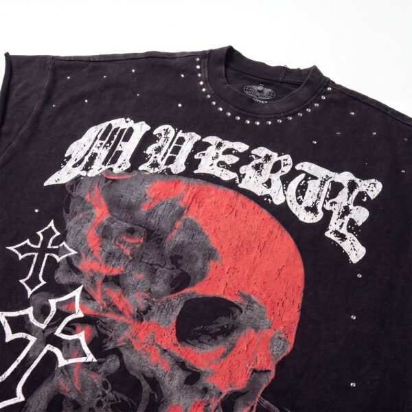 Custom Studded Skull Graphic Crop T-Shirt - VW-1866C9 - Style 1866C9 - product detail view 2 Custom Studded Skull Graphic Crop T-Shirt - VW-1866C9 - Style 1866C9 - product detail view 2