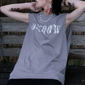 Custom Studded Graphic Tank Top - Style A6CFF0
