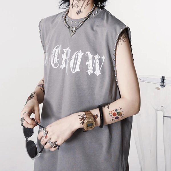 Custom Studded Graphic Tank Top - Style A6CFF0 - product detail view 4