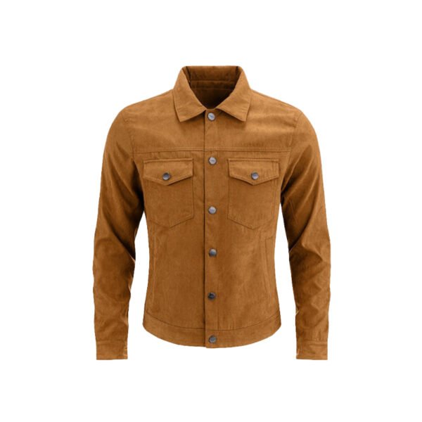 Brown suede-look utility shirt jacket