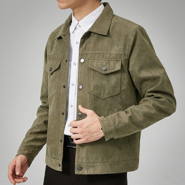 Custom Suede-Look Utility Shirt Jacket - Style 15EEDD - product detail view 2