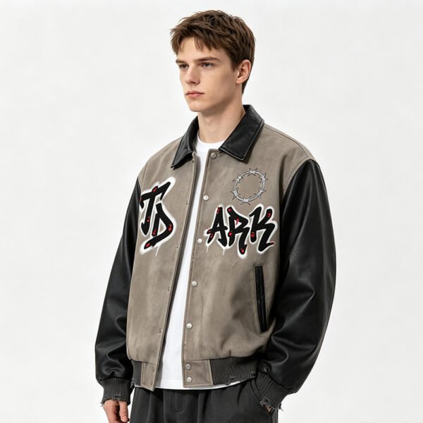 Custom Suede-Look Varsity Jacket | VW-704-10 - Style D2FB51 - product detail view 2 Custom Suede-Look Varsity Jacket | VW-704-10 - Style D2FB51 - product detail view 2