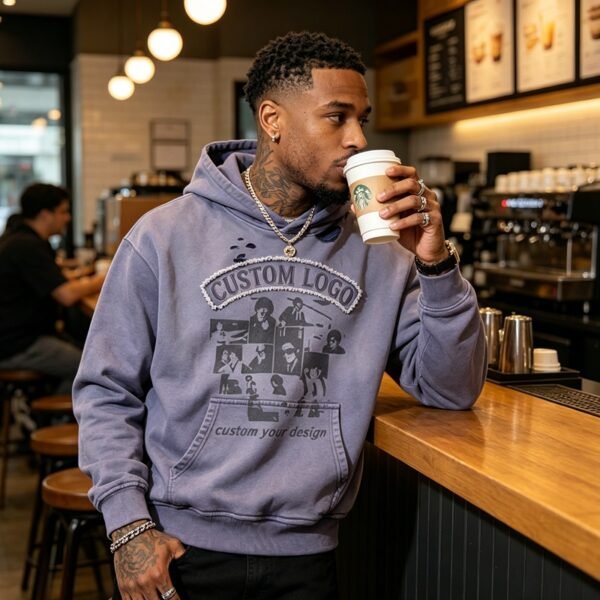 Custom Sun-Faded Applique Graphic Pullover Hoodie - Style 4FEF1E - product detail view 7 Custom Sun-Faded Applique Graphic Pullover Hoodie - Style 4FEF1E - product detail view 7