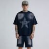 Custom Sun-Faded Star Graphic Oversized T-Shirt - Style 798E40 Custom Sun-Faded Star Graphic Oversized T-Shirt - Style 798E40