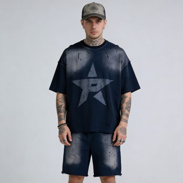 Custom Sun-Faded Star Graphic Oversized T-Shirt - Style 798E40 Custom Sun-Faded Star Graphic Oversized T-Shirt - Style 798E40