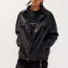 Custom Symmetrical Faux Leather Moto Jacket - Style F8E941
