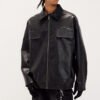 Custom Symmetrical Faux Leather Moto Jacket - Style F8E941 - product detail view 2