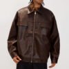 Custom Symmetrical Faux Leather Moto Jacket - Style F8E941 - product detail view 3