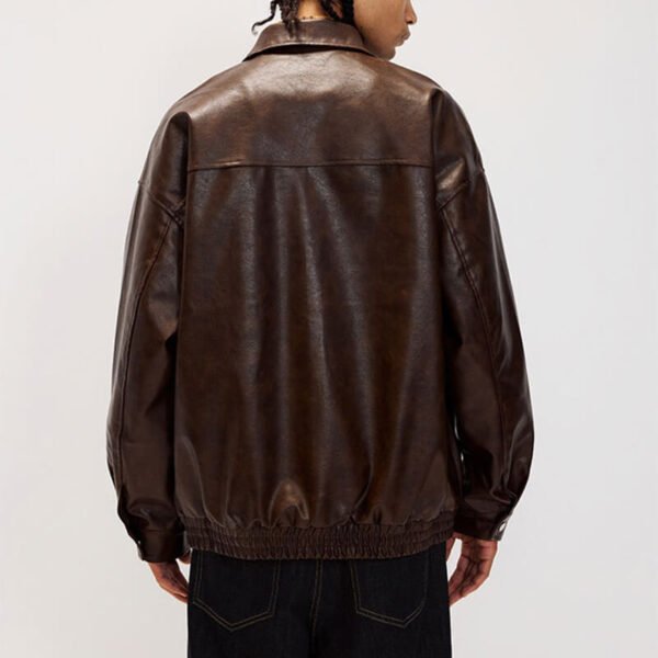 Custom Symmetrical Faux Leather Moto Jacket - Style F8E941 - product detail view 5