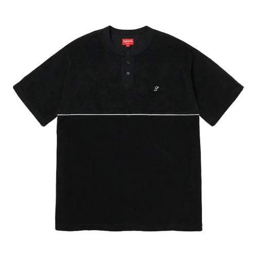 Custom Terry Short Sleeve Henley Tee | VW-E71B - Style E71B91