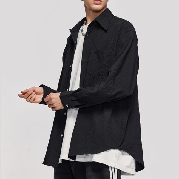 Custom Textured Oversized Button-Front Shirt - Style F8C65D - product detail view 2