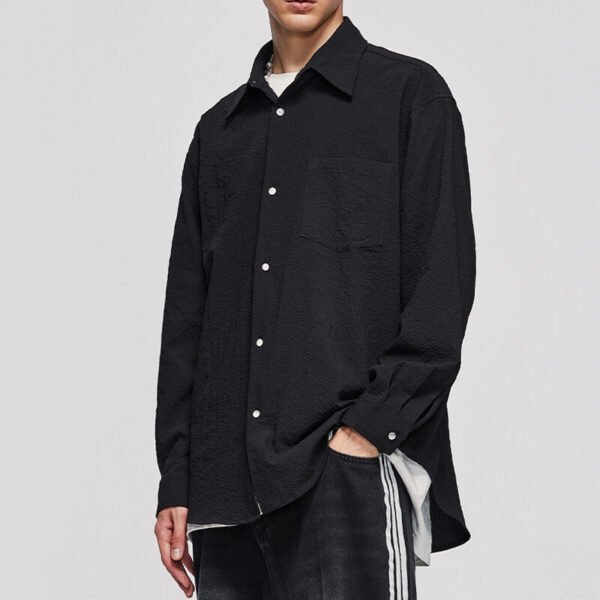 Custom Textured Oversized Button-Front Shirt - Style F8C65D - product detail view 3