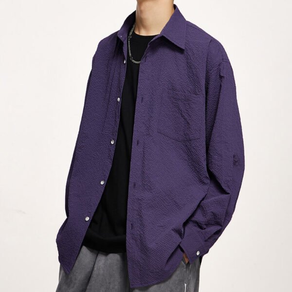 Custom Textured Oversized Button-Front Shirt - Style F8C65D - product detail view 6