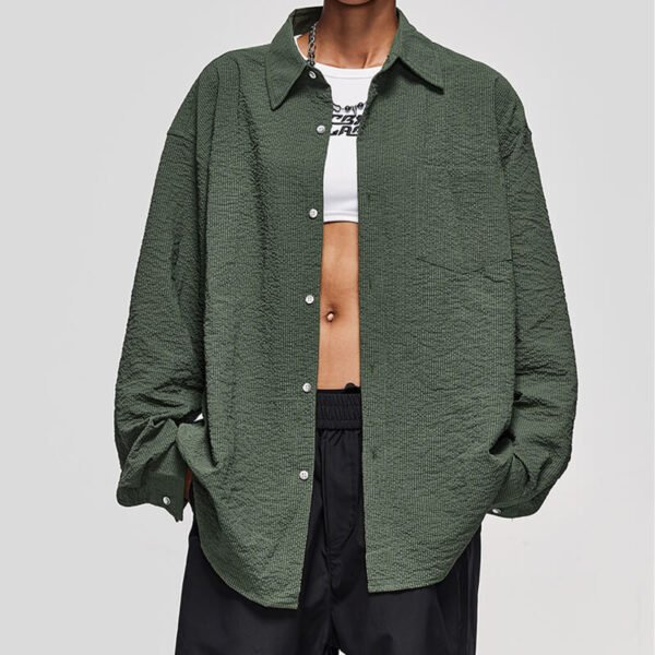 Custom Textured Oversized Button-Front Shirt - Style F8C65D - product detail view 8