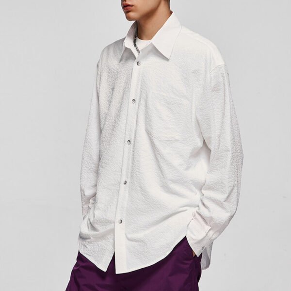 Custom Textured Oversized Button-Front Shirt - Style F8C65D - product detail view 11
