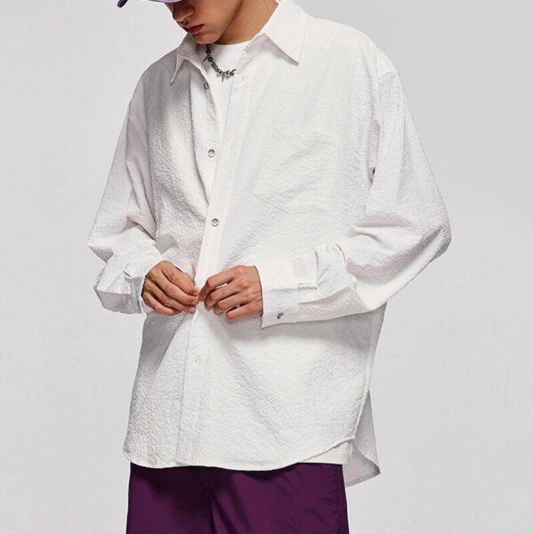 Custom Textured Oversized Button-Front Shirt - Style F8C65D - product detail view 12