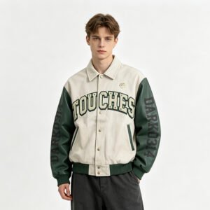 Custom Textured Varsity Bomber Jacket - Style FF158A