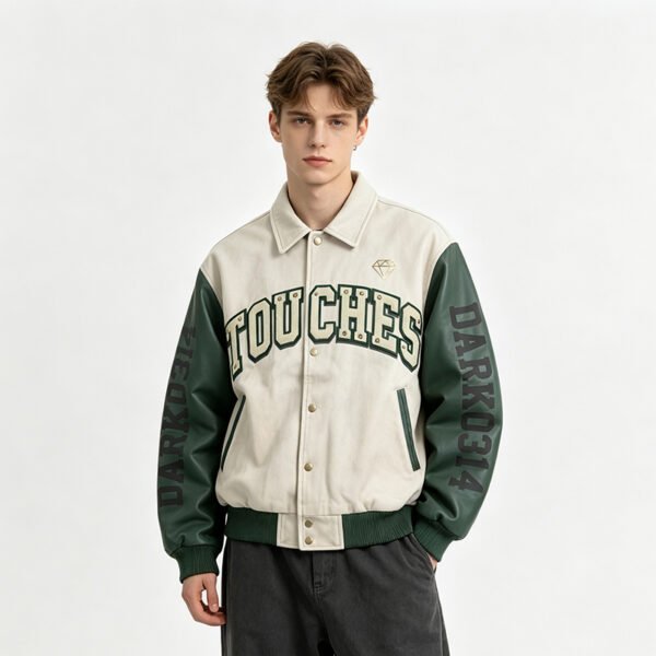 Custom Textured Varsity Bomber Jacket - Style FF158A