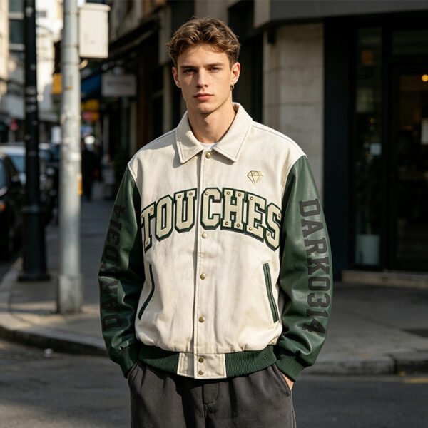 Custom Textured Varsity Bomber Jacket - Style FF158A - product detail view 3