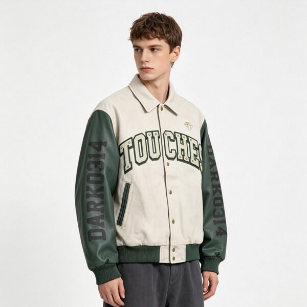 Custom Textured Varsity Bomber Jacket - Style FF158A - product detail view 4