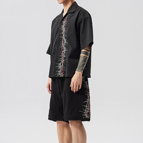 Custom Thorn Embroidered Boxy Camp Shirt | - Style F8EA09 - product detail view 8 Custom Thorn Embroidered Boxy Camp Shirt | - Style F8EA09 - product detail view 8