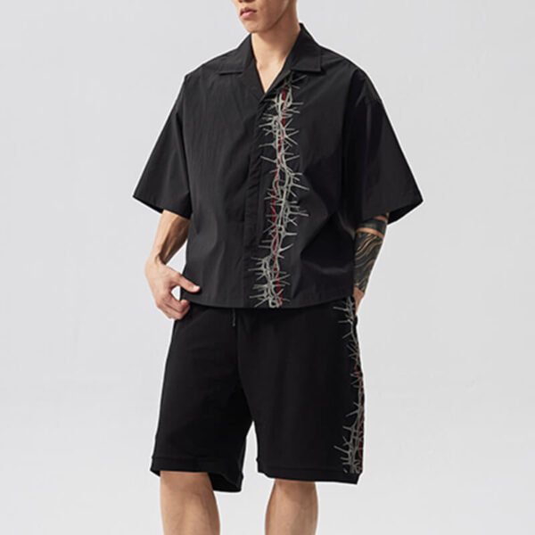 Custom Thorn Embroidered Boxy Camp Shirt | - Style F8EA09 - product detail view 9 Custom Thorn Embroidered Boxy Camp Shirt | - Style F8EA09 - product detail view 9