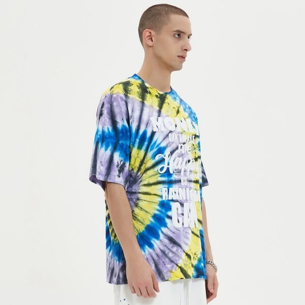 Custom Tie-Dye Puff Print Streetwear T-Shirt | VWT-502D - Style 502D2B - product detail view 4 Custom Tie-Dye Puff Print Streetwear T-Shirt | VWT-502D - Style 502D2B - product detail view 4