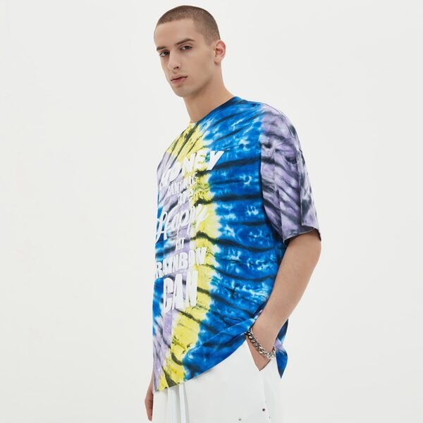 Custom Tie-Dye Puff Print Streetwear T-Shirt | VWT-502D - Style 502D2B - product detail view 7 Custom Tie-Dye Puff Print Streetwear T-Shirt | VWT-502D - Style 502D2B - product detail view 7