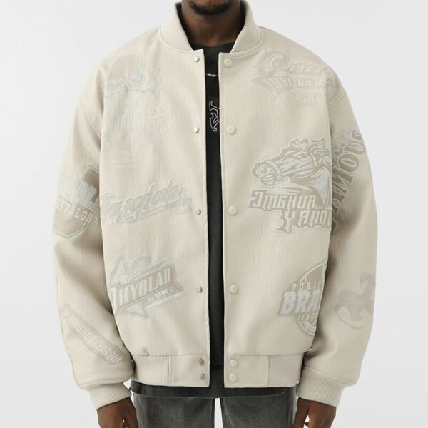 Custom Tonal Graphic Oversized Bomber Jacket - Style 4B5853 - product detail view 3 Custom Tonal Graphic Oversized Bomber Jacket - Style 4B5853 - product detail view 3