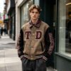 Custom Plaid Towel Applique Varsity Jacket - Style D2D8AE - product detail view 3 Custom Plaid Towel Applique Varsity Jacket - Style D2D8AE - product detail view 3