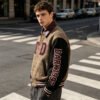 Custom Plaid Towel Applique Varsity Jacket - Style D2D8AE - product detail view 4 Custom Plaid Towel Applique Varsity Jacket - Style D2D8AE - product detail view 4