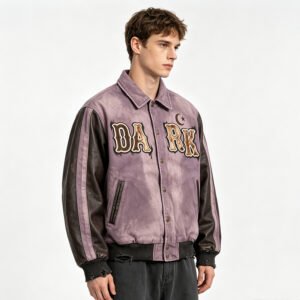 Custom Contrast Sleeve Treated Varsity Jacket 704-14 - Style 74E0E9
