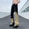 Custom Two-Tone Distressed Patchwork Jeans - Style 6B89E7 - product detail view 5
