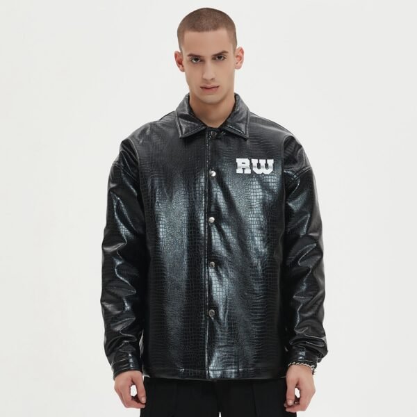 Custom Two-Tone PU Bomber Jacket - Style 155308 - product detail view 2