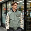 Custom Two-Tone Varsity Bomber Jacket - Style AC1189 - product detail view 3 Custom Two-Tone Varsity Bomber Jacket - Style AC1189 - product detail view 3