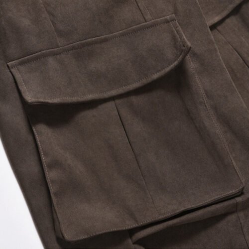 Custom Dark Utility Cargo Pants - Style 92783D Brown dark utility cargo pants with flap pockets