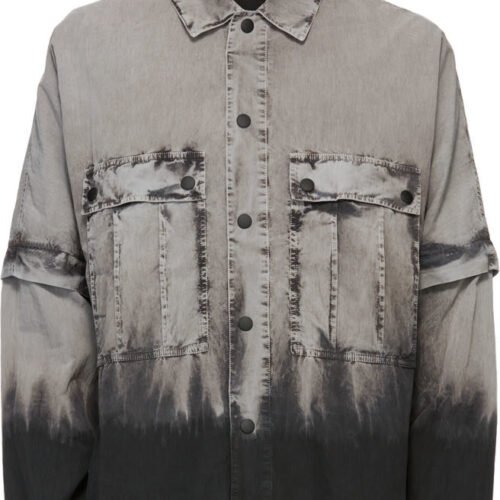 Custom Gradient Washed Utility Pocket Jacket - Style CDE5E9 Grey and black gradient washed utility pocket jacket