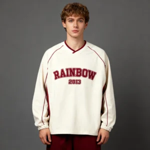 Custom V-Neck Color Block Sweatshirt - Style EF4F5F