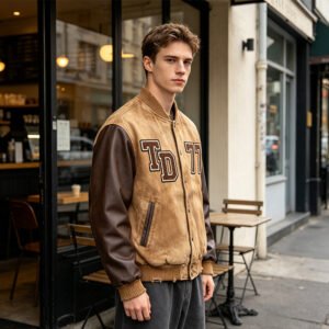 Custom Suede-Look Varsity Bomber Jacket 704-13 - Style 92FBD2
